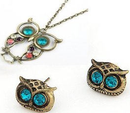 Owl Earrings And Necklace