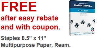 Free Staples Hammermill Paper