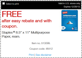 Free Staples Paper