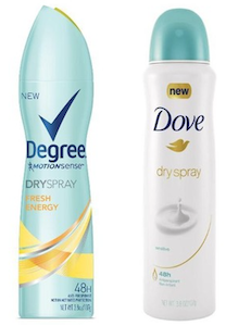 Dove or Degree Women’s Dry Sprays